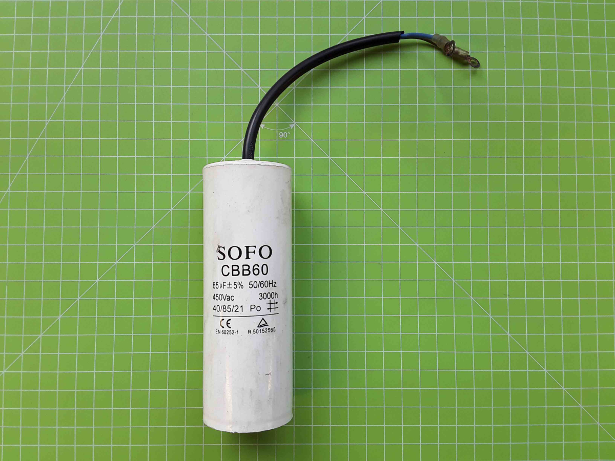 Zipper Maschinen Ersatzteil passend zu ZI-COM100-2V5 Kondensator 65µF (weiß)